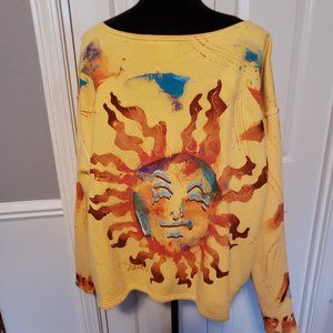 Sarah hand painted signed "sun god" designer jacket SZ XL